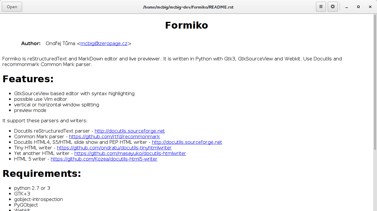 Formiko - režim náhledu